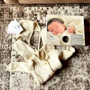 DISANA organic wool SET overall (coverall) and bonnet in NATURAL 3-6 months
